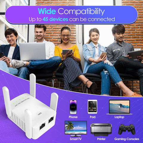GOBOOST-AC1200 WiFi Extender for Home,Dual Band 2.4GHz/5GHz with Repeater/AP/Router/Bridge Mode,Wireless Internet Booster with Ethernet Port