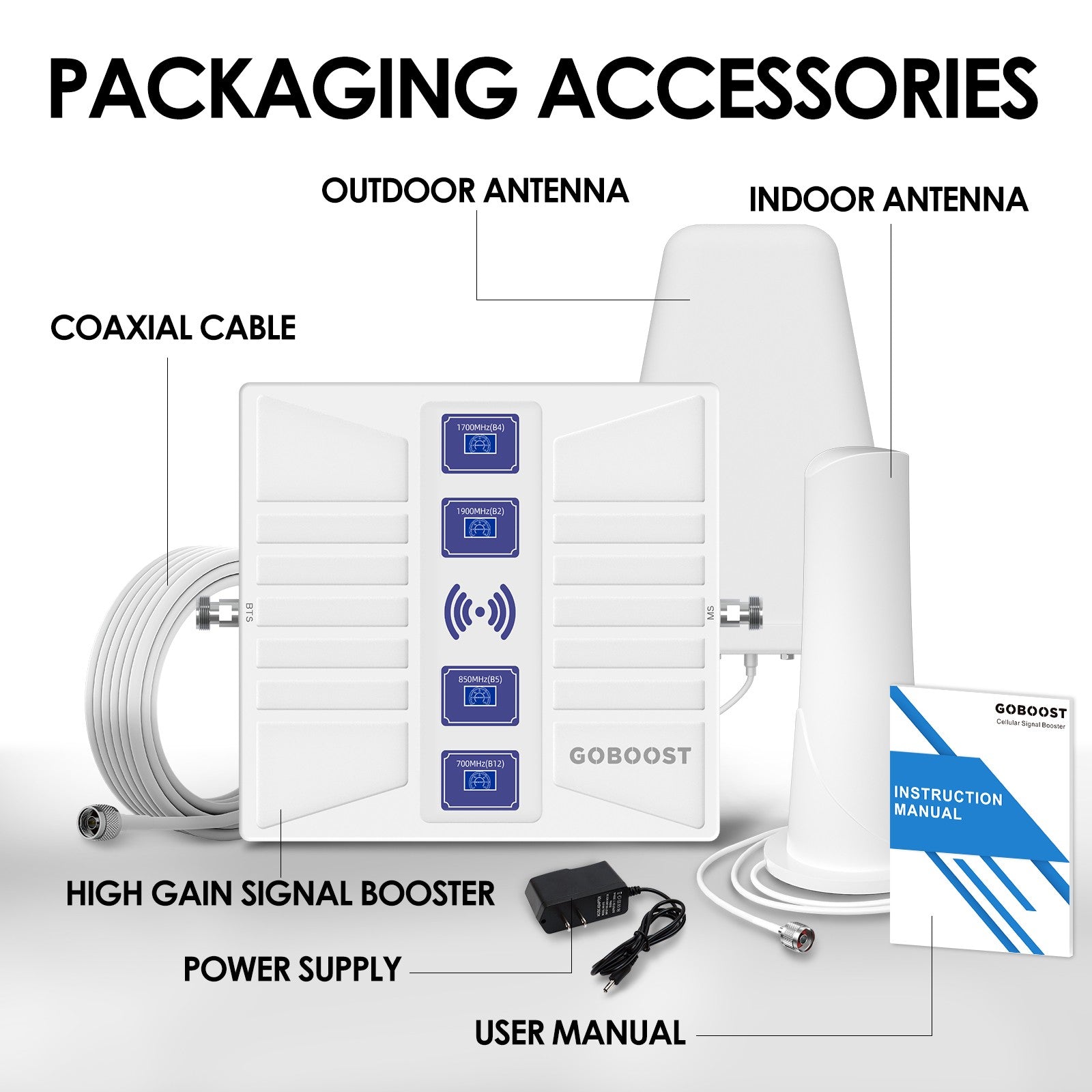 GOBOOST Four Band Signal Booster LPDA Packaging Accessories